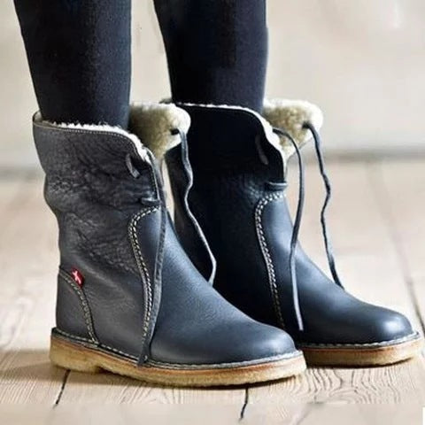 BOTTINES EN CUIR AVEC LAINE POUR FEMME | PARFAITES POUR VOS JOURNÉES DÉCONTRACTÉES