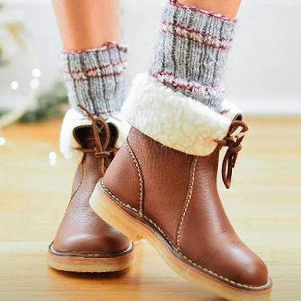 BOTTINES EN CUIR AVEC LAINE POUR FEMME | PARFAITES POUR VOS JOURNÉES DÉCONTRACTÉES